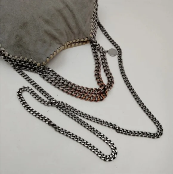 Stella McCartney Falabella Gray Vegan Suede Chain Crossbody Bag - Picture 9 of 14